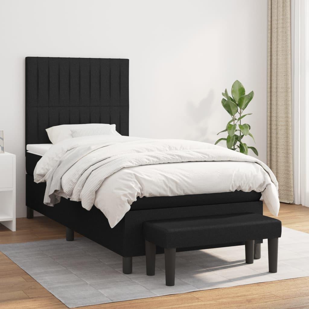 Kontinentalseng med madras 100×200 cm - stof, sort billede
