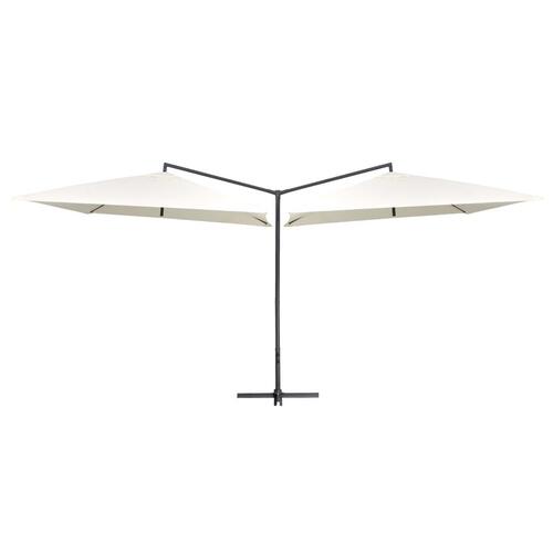 Dobbelt parasol med stålstang 250x250 cm sandfarvet