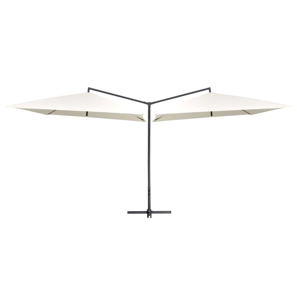 Dobbelt parasol med stålstang 250x250 cm sandfarvet