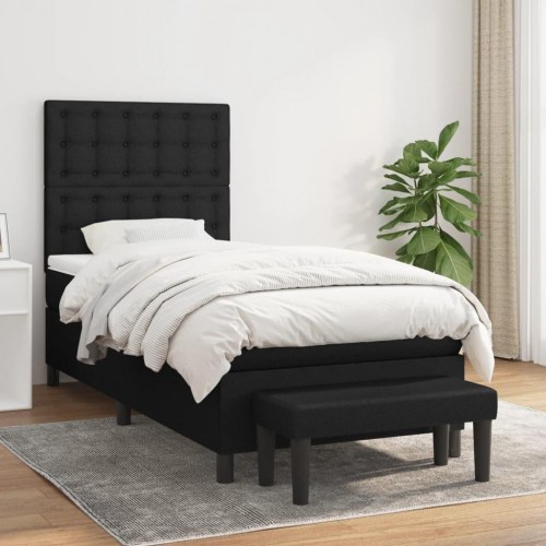 Kontinentalseng med madras 80×200 cm - stof, sort