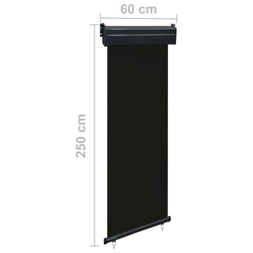 Sidemarkise til altan 65x250 cm sort
