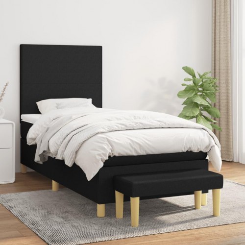 Kontinentalseng med madras 90×190 cm - stof, sort