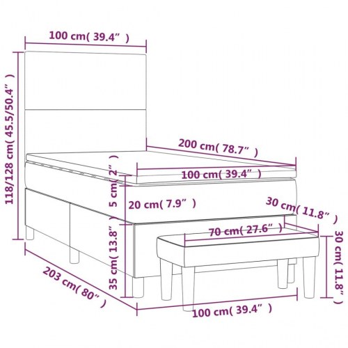Kontinentalseng med madras 100×200 cm - stof, sort