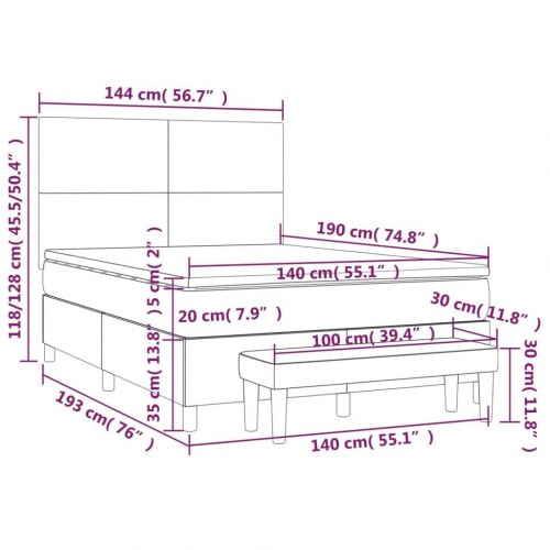 Kontinentalseng med madras 140×190 cm - stof, sort