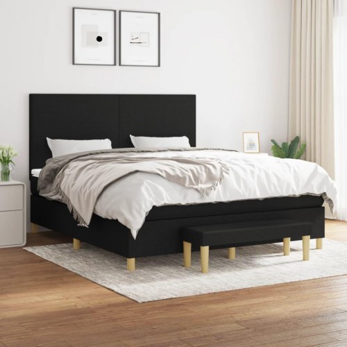 Kontinentalseng med madras 160x200 cm - stof, sort