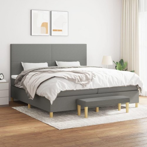 Kontinentalseng med madras 200×200 cm - stof, mørkegrå