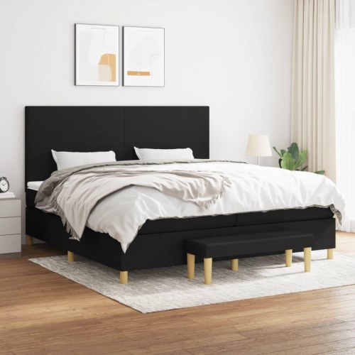 Kontinentalseng med madras 200x200 cm - stof, sort