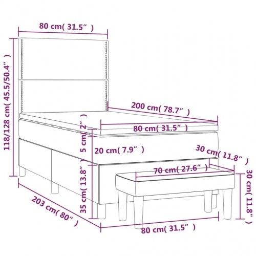Kontinentalseng med madras 80×200 cm - stof, sort
