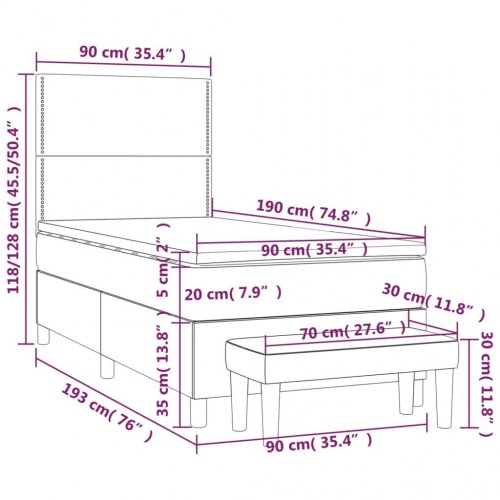 Kontinentalseng med madras 90×190 cm - stof, sort