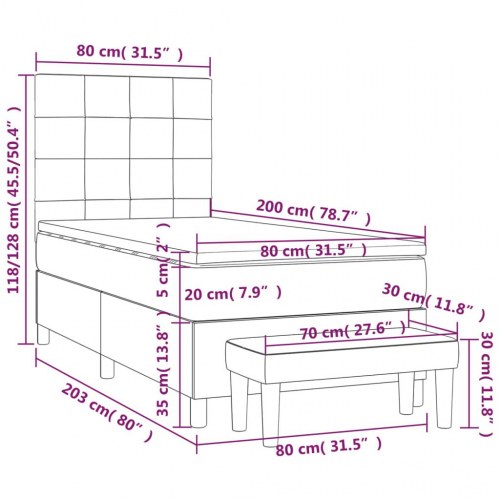 Kontinentalseng med madras 80x200 cm - stof, blå