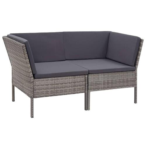 Haveloungesæt 6 dele med hynder polyrattan grå