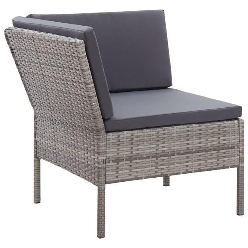 Haveloungesæt 6 dele med hynder polyrattan grå