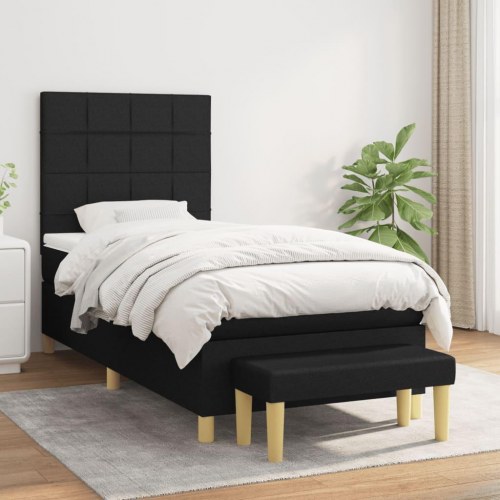 Kontinentalseng med madras 100×200 cm - stof, sort