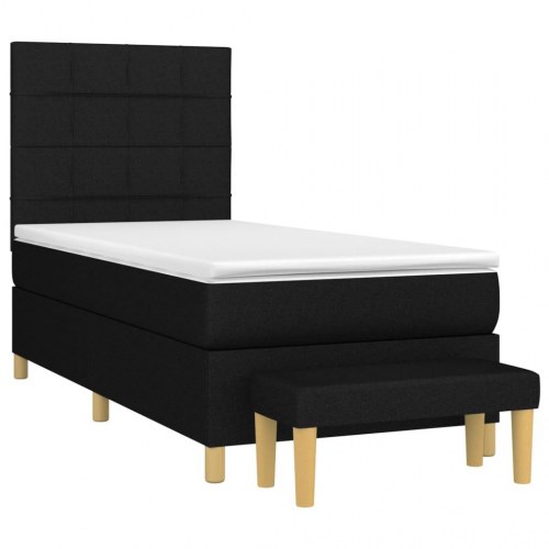 Kontinentalseng med madras 100×200 cm - stof, sort