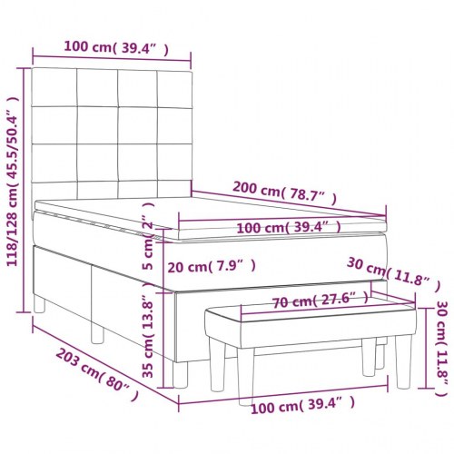 Kontinentalseng med madras 100x200 cm - stof, blå
