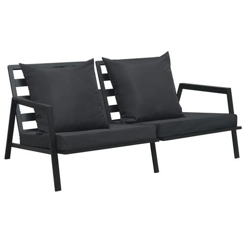 2-personers havesofa med hynder aluminium mørkegrå