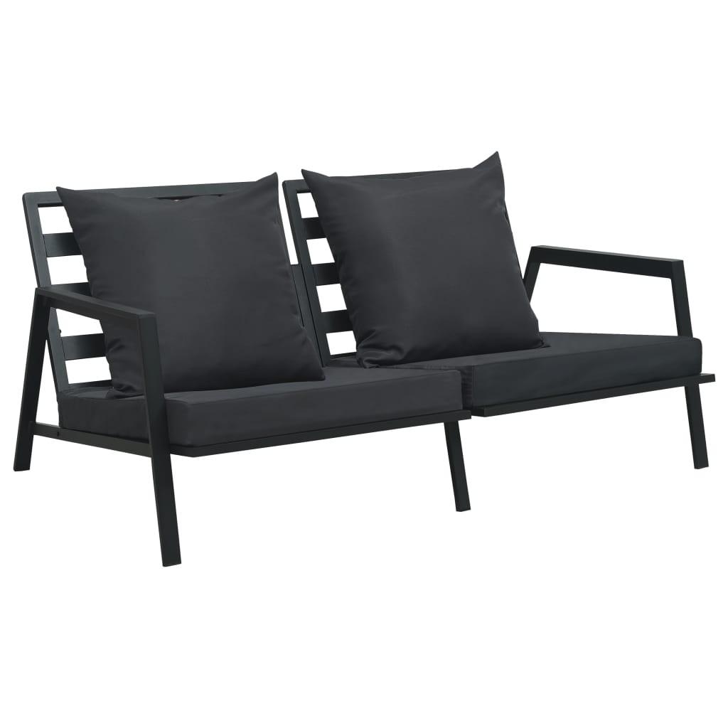 2-personers havesofa med hynder aluminium mørkegrå