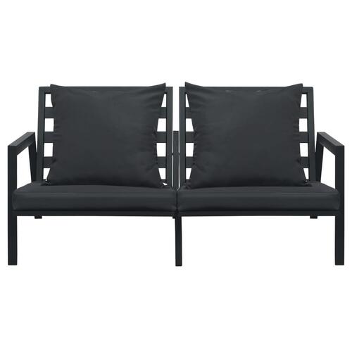 2-personers havesofa med hynder aluminium mørkegrå