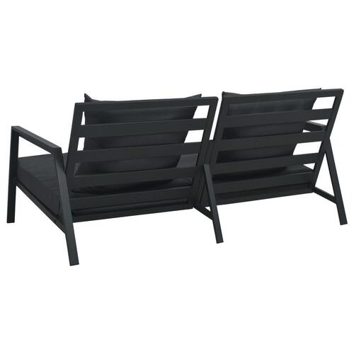 2-personers havesofa med hynder aluminium mørkegrå