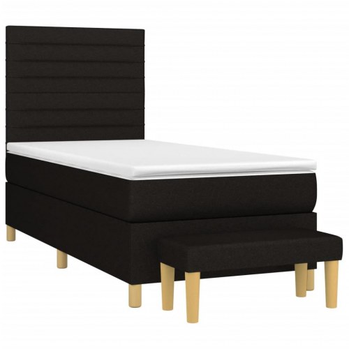 Kontinentalseng med madras 90×190 cm - stof, sort