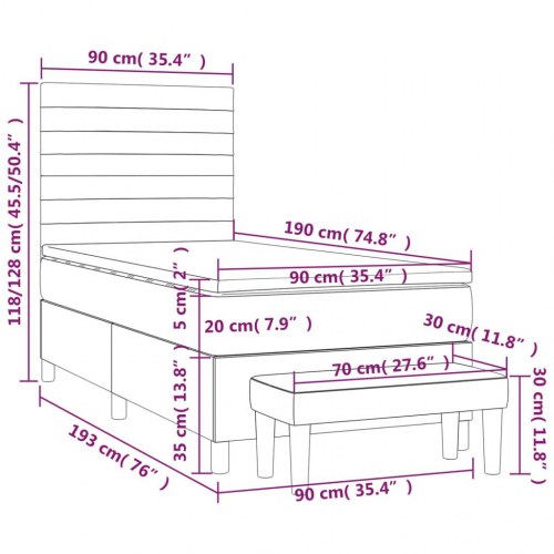 Kontinentalseng med madras 90×190 cm - stof, sort