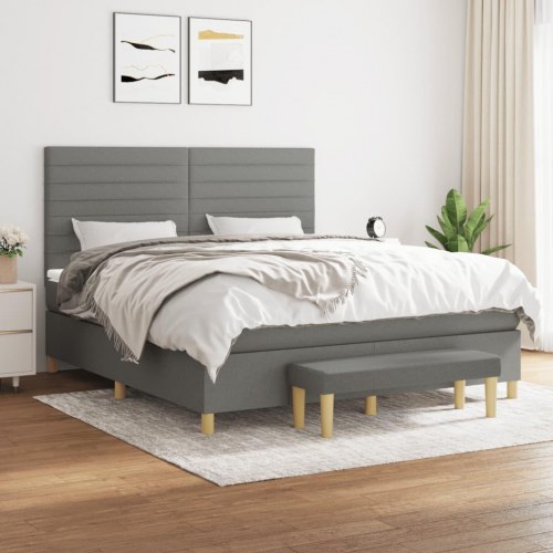 Kontinentalseng med madras 160 × 200 cm - stof, mørkegrå