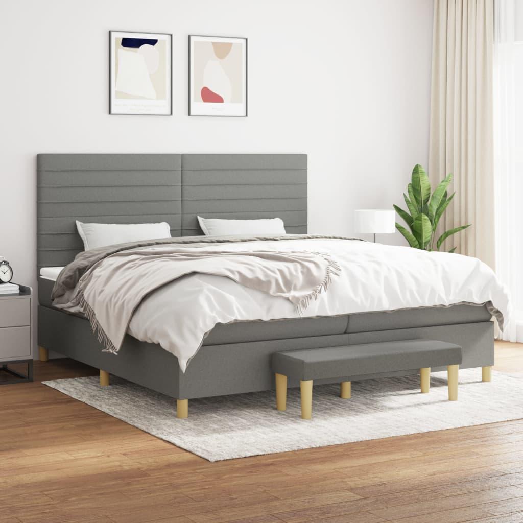 Kontinentalseng med madras 200×200 cm - stof, mørkegrå