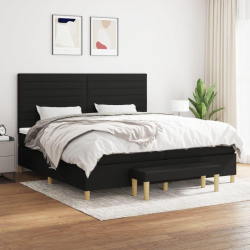 Kontinentalseng med madras 200x200 cm - stof, sort