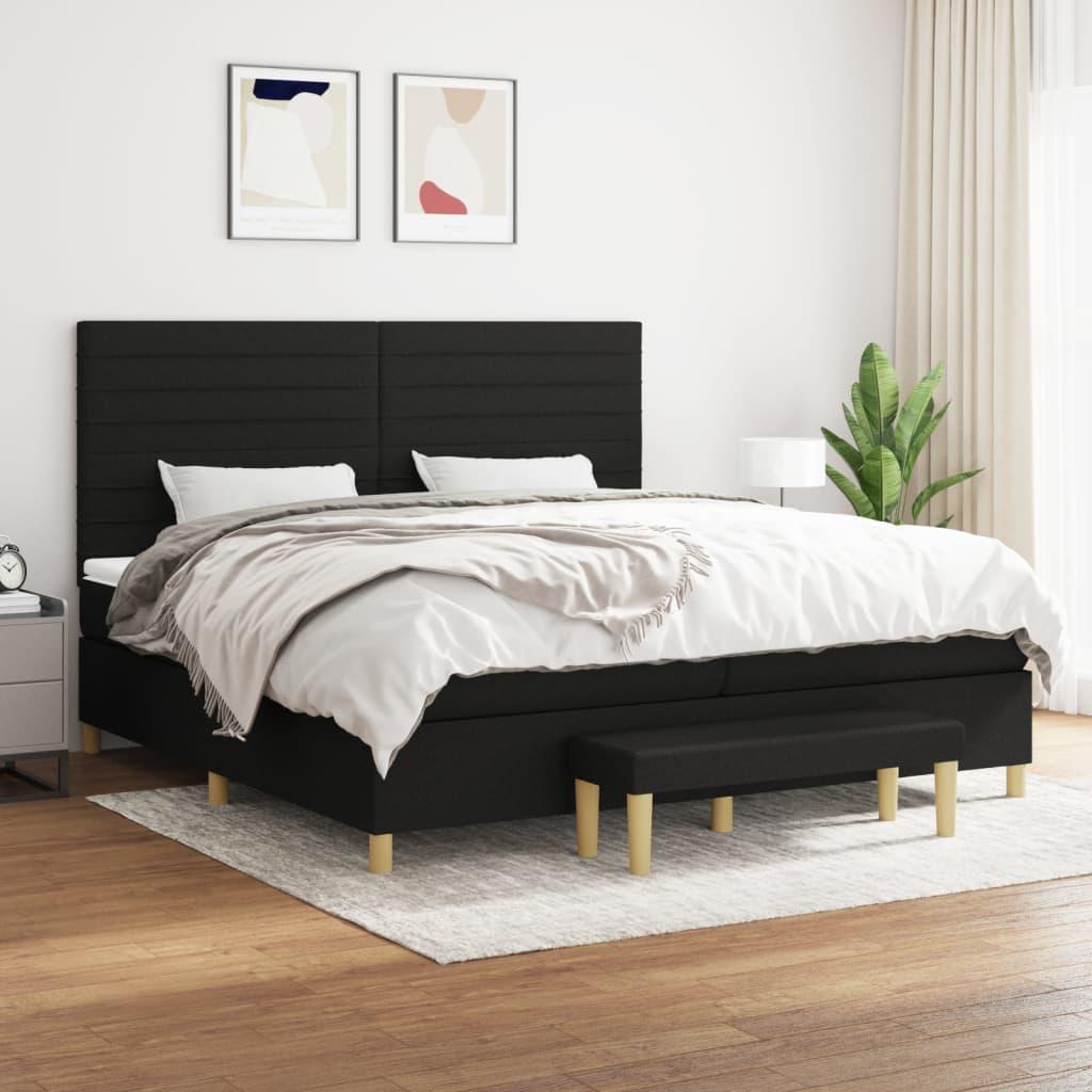 Kontinentalseng med madras 200x200 cm - stof, sort