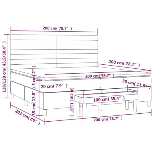 Kontinentalseng med madras 200x200 cm - stof, sort