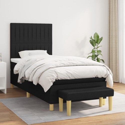 Kontinentalseng med madras 80×200 cm - stof, sort