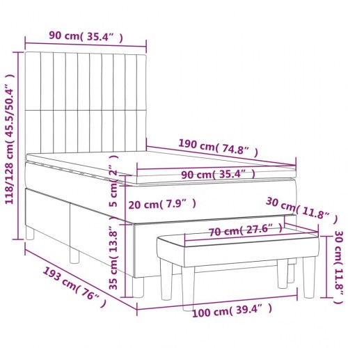 Kontinentalseng med madras 90×190 cm - stof, blå