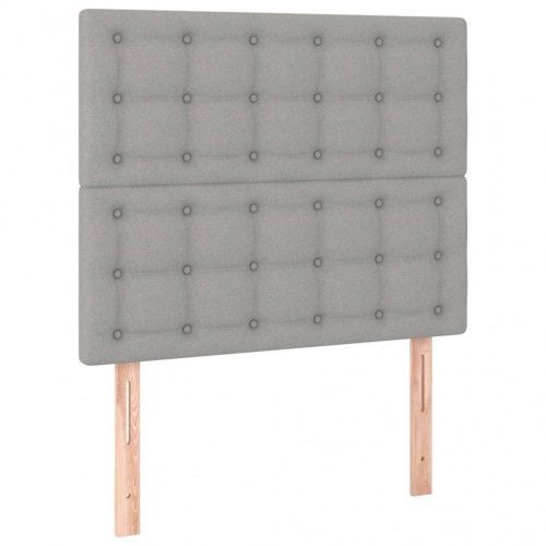 Kontinentalseng med madras 90×190 cm - stof, lysegrå