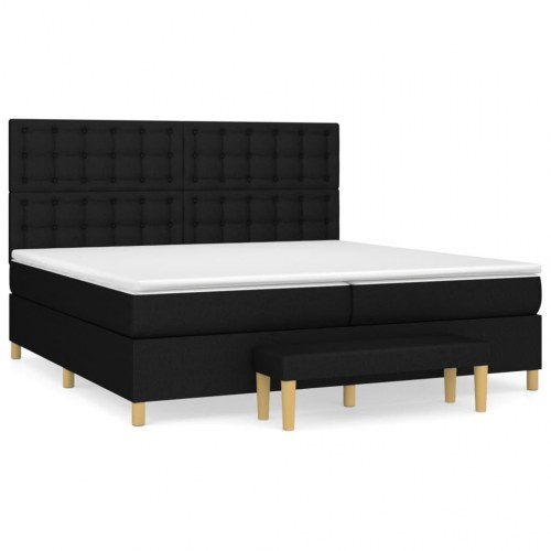 Kontinentalseng med madras 200x200 cm - stof, sort
