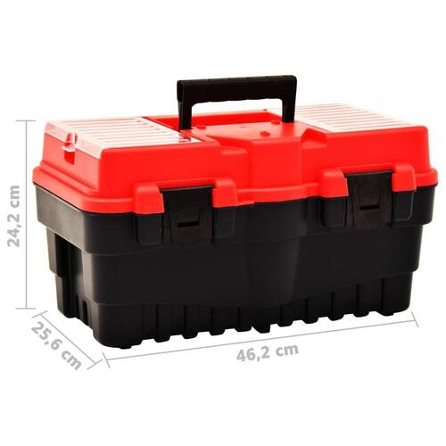 Værktøjskasse 462x256x242 mm plastik rød