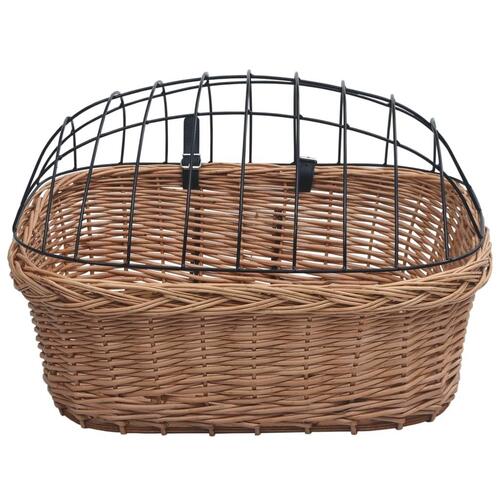 Cykelkurv med låg til styr 50x45x35 cm naturlig pil