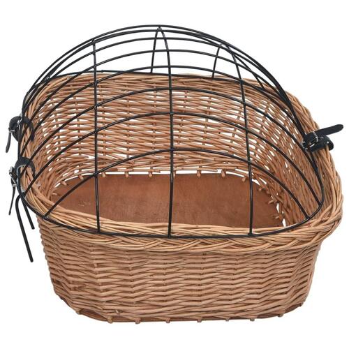 Cykelkurv med låg til styr 50x45x35 cm naturlig pil