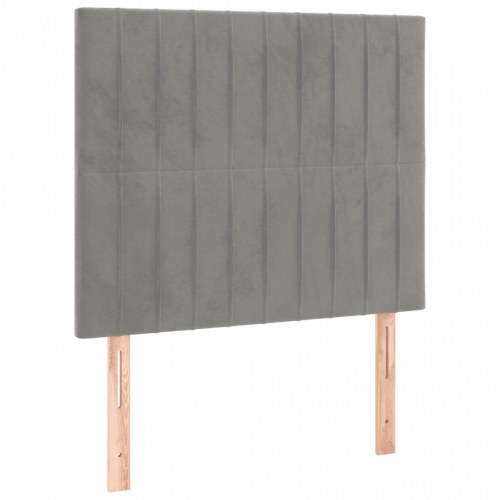Kontinentalseng med madras 90×190 cm i fløjl - lysegrå