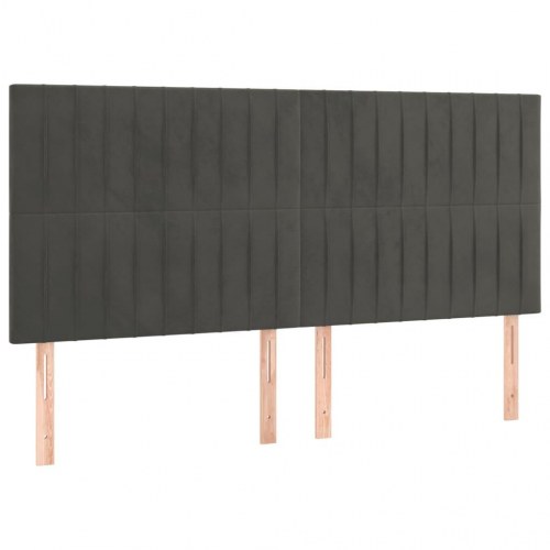 Kontinentalseng med madras 160x200 cm - fløjl, mørkegrå