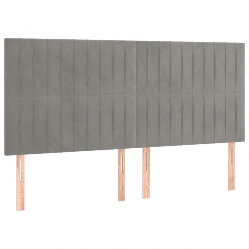 Kontinentalseng med madras 180x200 cm - fløjl, lysegrå