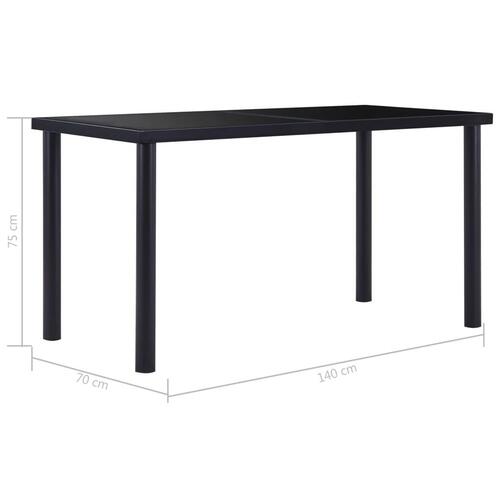 Spisebord 140 x 70 x 75 cm hærdet glas sort