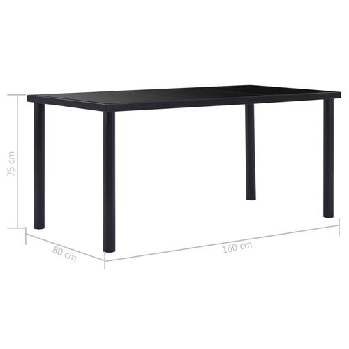 Spisebord 160 x 80 x 75 cm hærdet glas sort