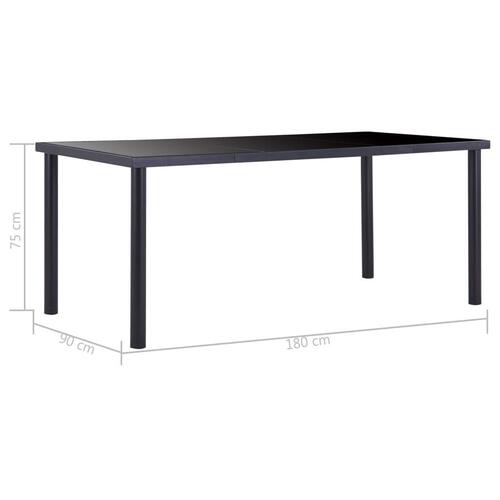 Spisebord 180 x 90 x 75 cm hærdet glas sort