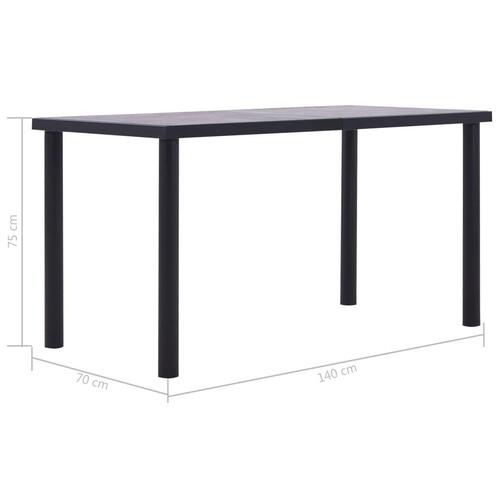Spisebord 140x70x75 cm MDF sort og betongrå