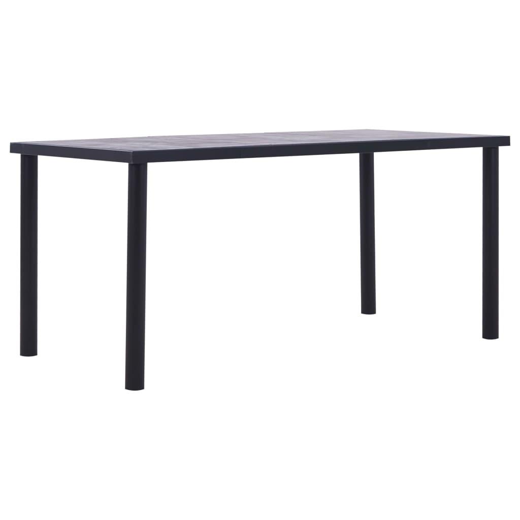 Spisebord 160x80x75 cm MDF sort og betongrå