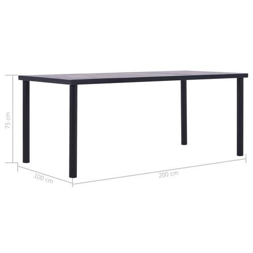 Spisebord 200x100x75 cm MDF sort og betongrå