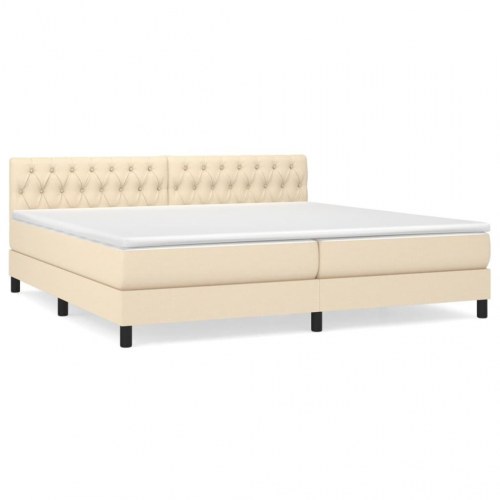 Kontinentalseng med madras 200 x 200 cm - stof, creme