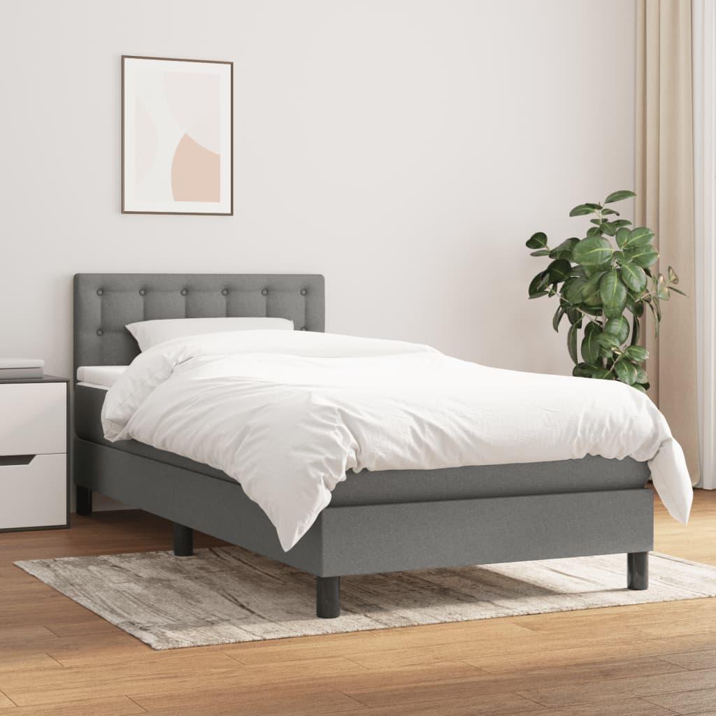 Kontinentalseng med madras 80x200 cm stof mørkegrå