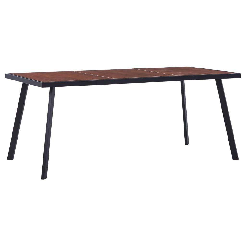 Spisebord 180 x 90 x 75 cm MDF mørkt træ og sort