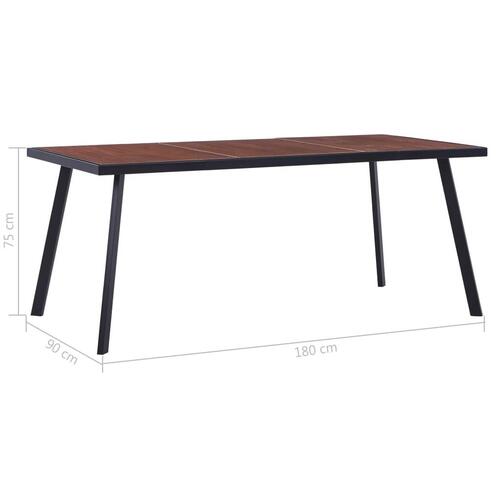 Spisebord 180 x 90 x 75 cm MDF mørkt træ og sort